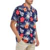 imageHawaiian Shirt for Men Button Down Short Sleeve Casual Beach Shirt Summer Wear Stylish Tropical Print Shirts1 Navy Coconut Flower