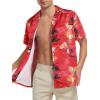 imageHawaiian Shirt for Men Button Down Short Sleeve Casual Beach Shirt Summer Wear Stylish Tropical Print Shirts1 Palm Trees Red