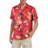 imageHawaiian Shirt for Men Button Down Short Sleeve Casual Beach Shirt Summer Wear Stylish Tropical Print Shirts1 Palm Trees Red