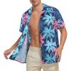 imageHawaiian Shirt for Men Button Down Short Sleeve Casual Beach Shirt Summer Wear Stylish Tropical Print Shirts1 Pink Blue Palm Leaf