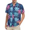 imageHawaiian Shirt for Men Button Down Short Sleeve Casual Beach Shirt Summer Wear Stylish Tropical Print Shirts1 Pink Blue Palm Leaf