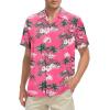 imageHawaiian Shirt for Men Button Down Short Sleeve Casual Beach Shirt Summer Wear Stylish Tropical Print Shirts1 Pink With Flamingo