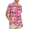 imageHawaiian Shirt for Men Button Down Short Sleeve Casual Beach Shirt Summer Wear Stylish Tropical Print Shirts1 Pink With Flamingo