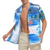 imageHawaiian Shirt for Men Button Down Short Sleeve Casual Beach Shirt Summer Wear Stylish Tropical Print Shirts2 Blue Island