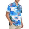 imageHawaiian Shirt for Men Button Down Short Sleeve Casual Beach Shirt Summer Wear Stylish Tropical Print Shirts2 Blue Island