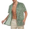 imageHawaiian Shirt for Men Button Down Short Sleeve Casual Beach Shirt Summer Wear Stylish Tropical Print Shirts2 Green Leaf