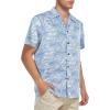 imageHawaiian Shirt for Men Button Down Short Sleeve Casual Beach Shirt Summer Wear Stylish Tropical Print Shirts2 Palm Leaf Blue