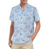 imageHawaiian Shirt for Men Button Down Short Sleeve Casual Beach Shirt Summer Wear Stylish Tropical Print Shirts2 Palm Leaf Blue