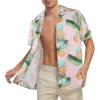 imageHawaiian Shirt for Men Button Down Short Sleeve Casual Beach Shirt Summer Wear Stylish Tropical Print Shirts2 Pink With Pineapple