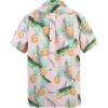 imageHawaiian Shirt for Men Button Down Short Sleeve Casual Beach Shirt Summer Wear Stylish Tropical Print Shirts2 Pink With Pineapple