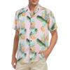imageHawaiian Shirt for Men Button Down Short Sleeve Casual Beach Shirt Summer Wear Stylish Tropical Print Shirts2 Pink With Pineapple