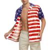 imageHawaiian Shirt for Men Button Down Short Sleeve Casual Beach Shirt Summer Wear Stylish Tropical Print Shirts4 American Flag