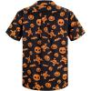 imageHawaiian Shirt for Men Button Down Short Sleeve Casual Beach Shirt Summer Wear Stylish Tropical Print Shirts5 Pumpkin Skull