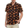 imageHawaiian Shirt for Men Button Down Short Sleeve Casual Beach Shirt Summer Wear Stylish Tropical Print Shirts5 Pumpkin Skull