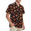 imageHawaiian Shirt for Men Button Down Short Sleeve Casual Beach Shirt Summer Wear Stylish Tropical Print Shirts5 Pumpkin Skull