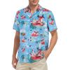 imageHawaiian Shirt for Men Button Down Short Sleeve Casual Beach Shirt Summer Wear Stylish Tropical Print Shirts6 Christmas Blue