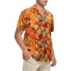 imageHawaiian Shirt for Men Button Down Short Sleeve Casual Beach Shirt Summer Wear Stylish Tropical Print Shirts70s Orange Flower