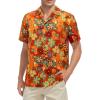 imageHawaiian Shirt for Men Button Down Short Sleeve Casual Beach Shirt Summer Wear Stylish Tropical Print Shirts70s Orange Flower