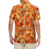 imageHawaiian Shirt for Men Button Down Short Sleeve Casual Beach Shirt Summer Wear Stylish Tropical Print Shirts70s Orange Flower