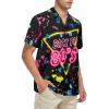 imageHawaiian Shirt for Men Button Down Short Sleeve Casual Beach Shirt Summer Wear Stylish Tropical Print Shirts80s Radio Wave