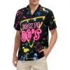 imageHawaiian Shirt for Men Button Down Short Sleeve Casual Beach Shirt Summer Wear Stylish Tropical Print Shirts80s Radio Wave