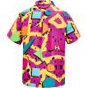 imageHawaiian Shirt for Men Button Down Short Sleeve Casual Beach Shirt Summer Wear Stylish Tropical Print ShirtsGeometric Pink