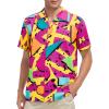 imageHawaiian Shirt for Men Button Down Short Sleeve Casual Beach Shirt Summer Wear Stylish Tropical Print ShirtsGeometric Pink