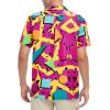 imageHawaiian Shirt for Men Button Down Short Sleeve Casual Beach Shirt Summer Wear Stylish Tropical Print ShirtsGeometric Pink