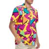 imageHawaiian Shirt for Men Button Down Short Sleeve Casual Beach Shirt Summer Wear Stylish Tropical Print ShirtsGeometric Pink