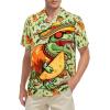 imageHawaiian Shirt for Men Button Down Short Sleeve Casual Beach Shirt Summer Wear Stylish Tropical Print ShirtsMexican Dinosaur