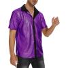 imageMens 70S Disco Outfits Sequin Shirt Short Sleeve Button Down Shirts Party Novelty Shirts Nightclub Christmas Prom CostumeDark Purple