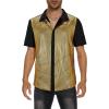 imageMens 70S Disco Outfits Sequin Shirt Short Sleeve Button Down Shirts Party Novelty Shirts Nightclub Christmas Prom CostumeGold Lattice
