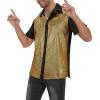 imageMens 70S Disco Outfits Sequin Shirt Short Sleeve Button Down Shirts Party Novelty Shirts Nightclub Christmas Prom CostumeGold Lattice