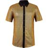 imageMens 70S Disco Outfits Sequin Shirt Short Sleeve Button Down Shirts Party Novelty Shirts Nightclub Christmas Prom CostumeGold2