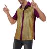 imageMens 70S Disco Outfits Sequin Shirt Short Sleeve Button Down Shirts Party Novelty Shirts Nightclub Christmas Prom CostumeMardi Gras