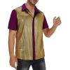 imageMens 70S Disco Outfits Sequin Shirt Short Sleeve Button Down Shirts Party Novelty Shirts Nightclub Christmas Prom CostumeMardi Gras