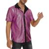 imageMens 70S Disco Outfits Sequin Shirt Short Sleeve Button Down Shirts Party Novelty Shirts Nightclub Christmas Prom CostumePurple