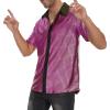 imageMens 70S Disco Outfits Sequin Shirt Short Sleeve Button Down Shirts Party Novelty Shirts Nightclub Christmas Prom CostumePurple