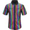 imageMens 70S Disco Outfits Sequin Shirt Short Sleeve Button Down Shirts Party Novelty Shirts Nightclub Christmas Prom CostumeRainbow