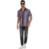 imageMens 70S Disco Outfits Sequin Shirt Short Sleeve Button Down Shirts Party Novelty Shirts Nightclub Christmas Prom CostumeRainbow