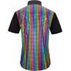 imageMens 70S Disco Outfits Sequin Shirt Short Sleeve Button Down Shirts Party Novelty Shirts Nightclub Christmas Prom CostumeRainbow Lattice