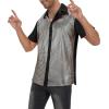imageMens 70S Disco Outfits Sequin Shirt Short Sleeve Button Down Shirts Party Novelty Shirts Nightclub Christmas Prom CostumeSilver Lattice