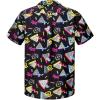 imageMens Hawaiian Shirt Floral Print Aloha Shirt Comfortable Novelty Button Down Shirts Casual Short Sleeve Beachwear for Men1 80s Geometric Black