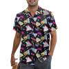 imageMens Hawaiian Shirt Floral Print Aloha Shirt Comfortable Novelty Button Down Shirts Casual Short Sleeve Beachwear for Men1 80s Geometric Black