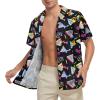 imageMens Hawaiian Shirt Floral Print Aloha Shirt Comfortable Novelty Button Down Shirts Casual Short Sleeve Beachwear for Men1 80s Geometric Black