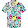 imageMens Hawaiian Shirt Floral Print Aloha Shirt Comfortable Novelty Button Down Shirts Casual Short Sleeve Beachwear for Men1 80s Geometric Green
