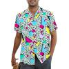 imageMens Hawaiian Shirt Floral Print Aloha Shirt Comfortable Novelty Button Down Shirts Casual Short Sleeve Beachwear for Men1 80s Geometric Green