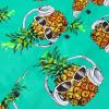 imageMens Hawaiian Shirt Floral Print Aloha Shirt Comfortable Novelty Button Down Shirts Casual Short Sleeve Beachwear for Men1 Blue Green Pineapple