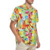 imageMens Hawaiian Shirt Floral Print Aloha Shirt Comfortable Novelty Button Down Shirts Casual Short Sleeve Beachwear for Men1 Flowery Parrot