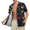 imageMens Hawaiian Shirt Floral Print Aloha Shirt Comfortable Novelty Button Down Shirts Casual Short Sleeve Beachwear for Men1 Neon Dinosaur
